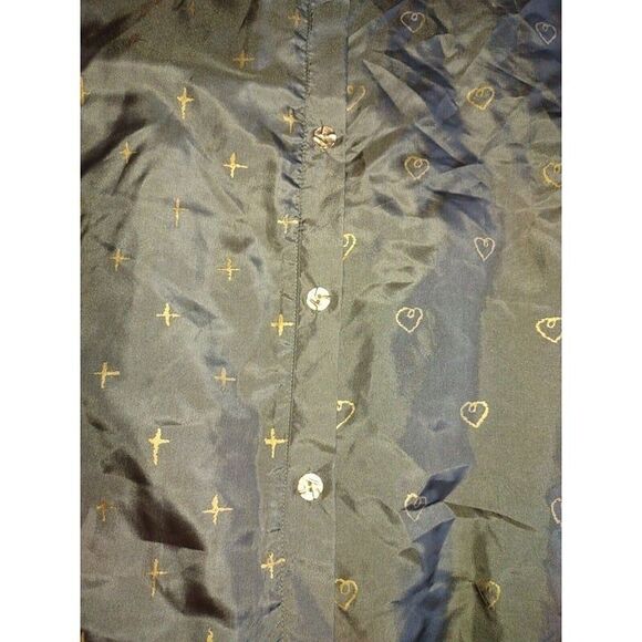 NET Sz 14 Vtg 100% Silk Top & Wrap Skirt Set Outfit Hearts & X's Novelty - Picture 3 of 9